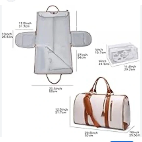 Emmafy NWOT 🔥sale🔥travel smart garment bag in cream and brown - Picture 14 of 15